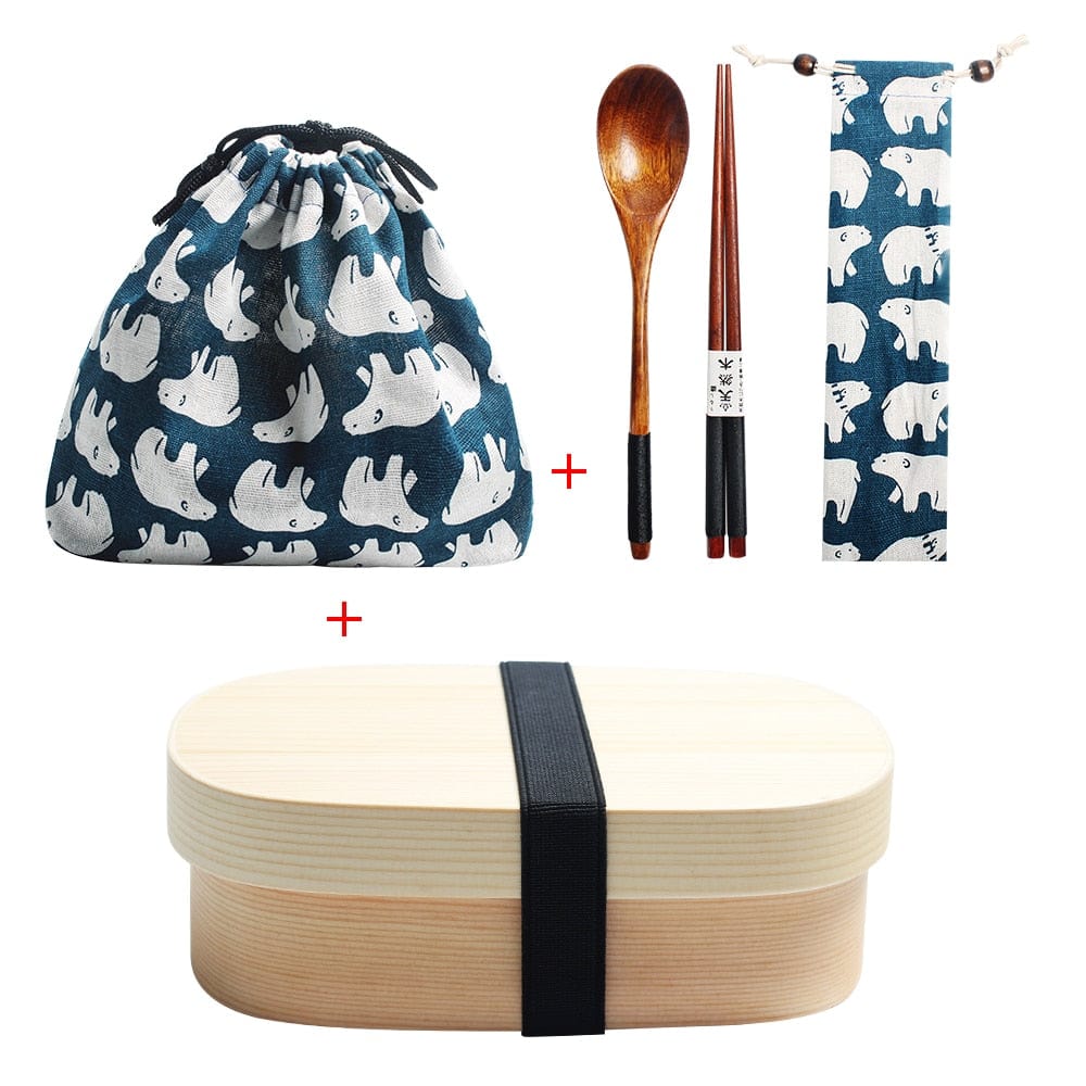 Wooden Japanese Bento Box with Bag and Cutlery - Lunch box - San Rocco Italia