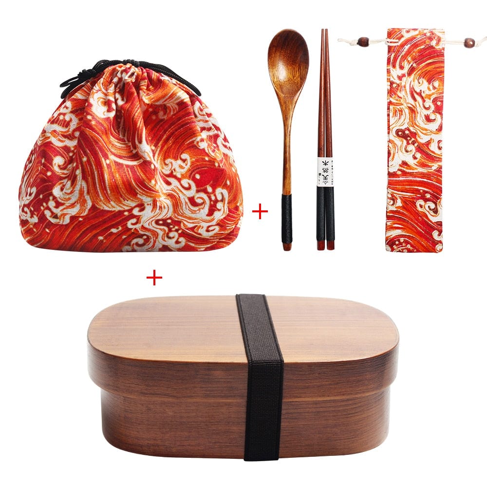 Wooden Japanese Bento Box with Bag and Cutlery - Lunch box - San Rocco Italia