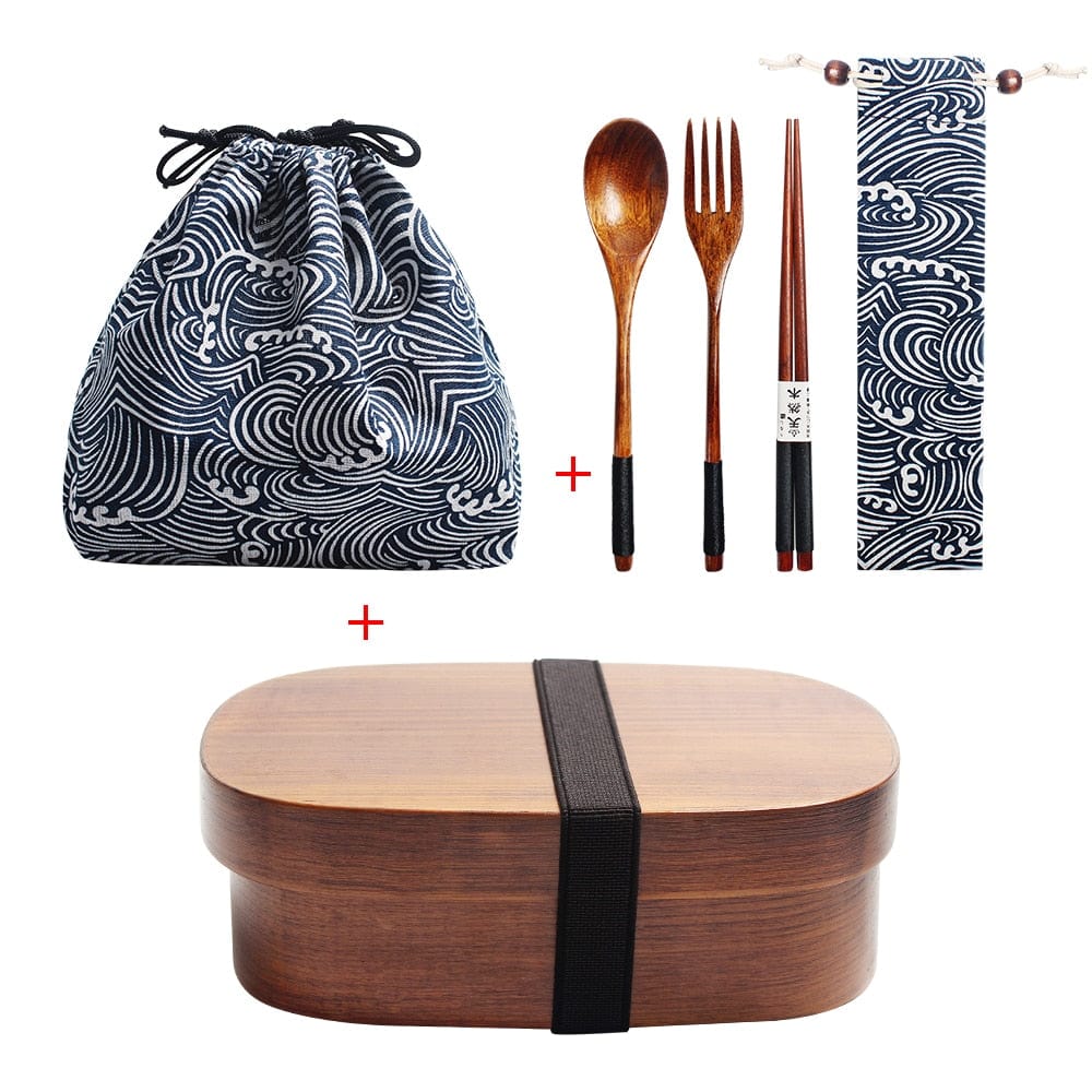 Wooden Japanese Bento Box with Bag and Cutlery - Lunch box - San Rocco Italia