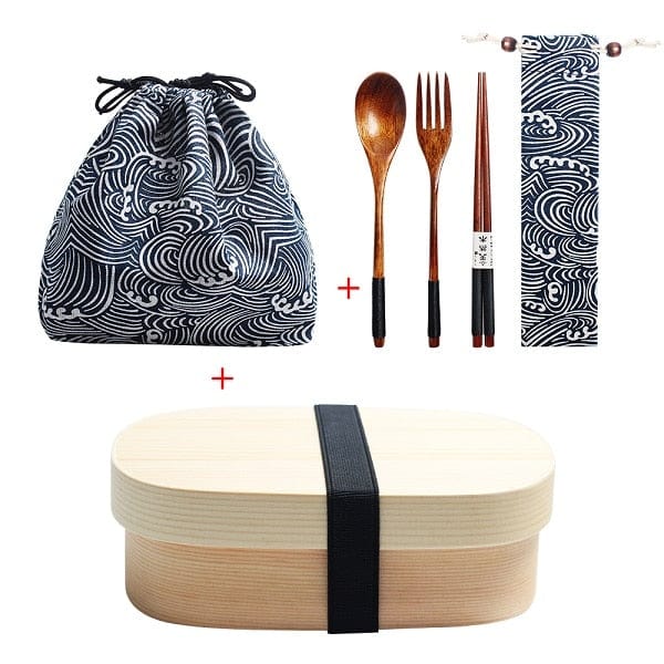 Wooden Japanese Bento Box with Bag and Cutlery - Lunch box - San Rocco Italia