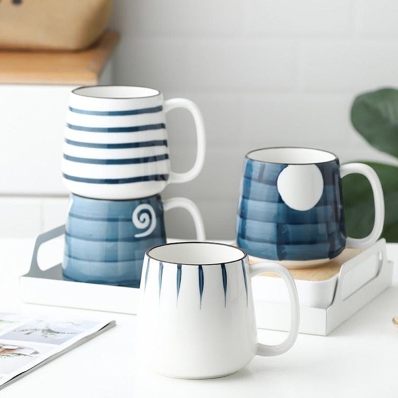 Large Hand Painted Blue and White Coastal Mugs - Premium Mugs - Shop now at San Rocco Italia