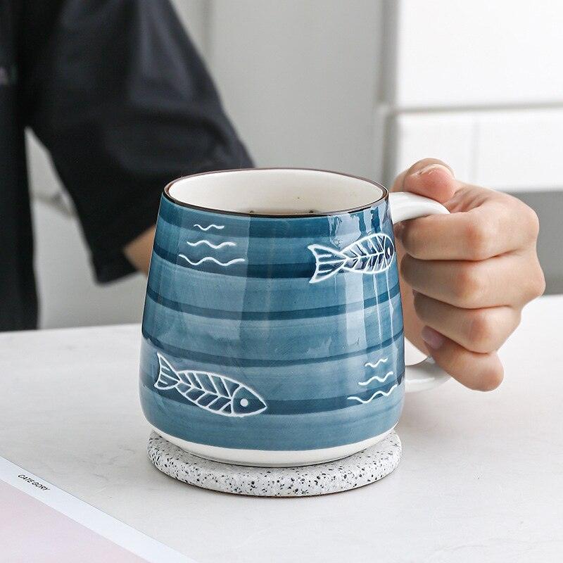Large Hand Painted Blue and White Coastal Mugs - Premium Mugs - Shop now at San Rocco Italia