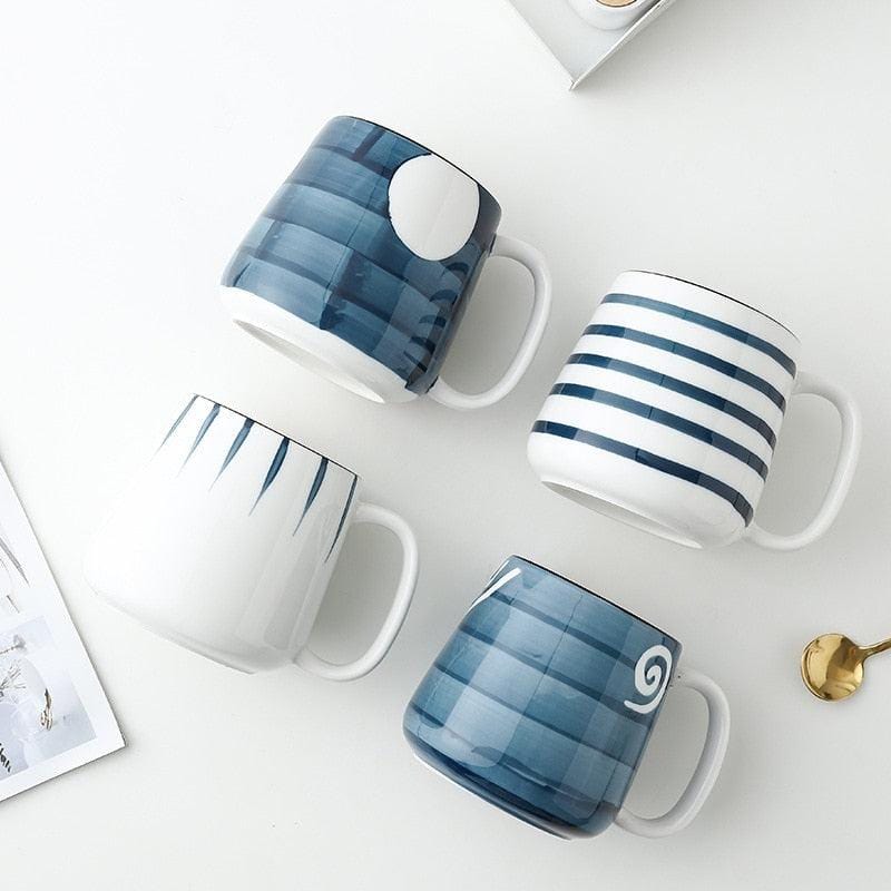 Large Hand Painted Blue and White Coastal Mugs - Premium Mugs - Shop now at San Rocco Italia