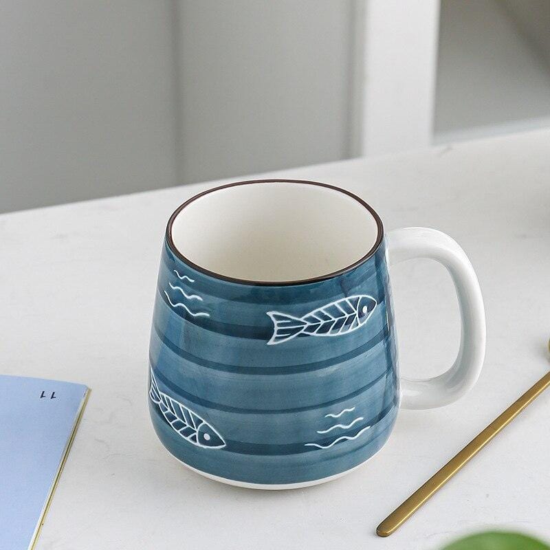 Large Hand Painted Blue and White Coastal Mugs - Premium Mugs - Shop now at San Rocco Italia