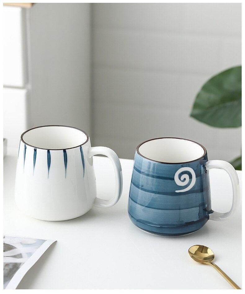 Large Hand Painted Blue and White Coastal Mugs - Premium Mugs - Shop now at San Rocco Italia