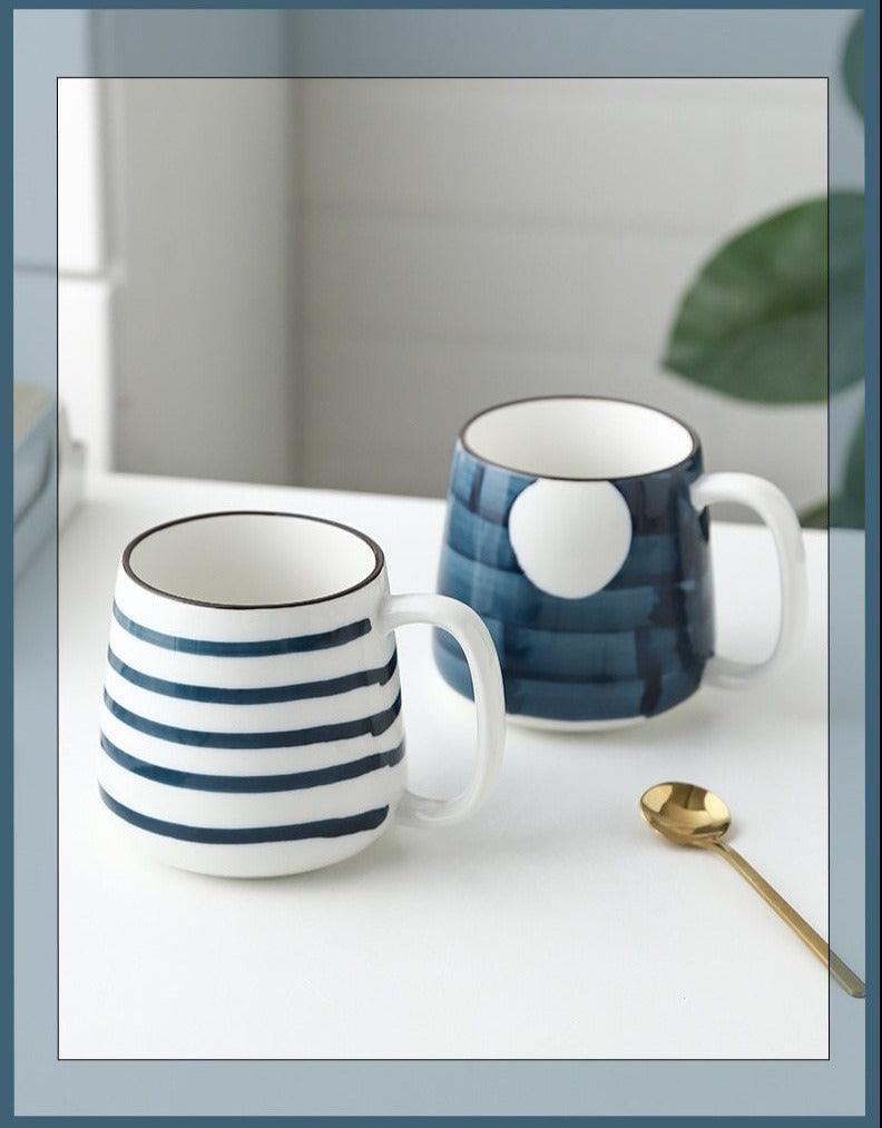 Large Hand Painted Blue and White Coastal Mugs - Premium Mugs - Shop now at San Rocco Italia