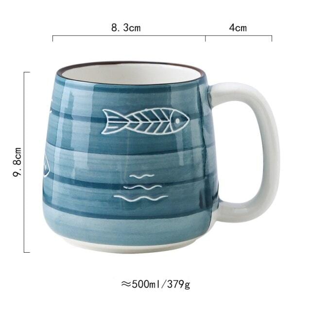 Large Hand Painted Blue and White Coastal Mugs - Premium Mugs - Shop now at San Rocco Italia