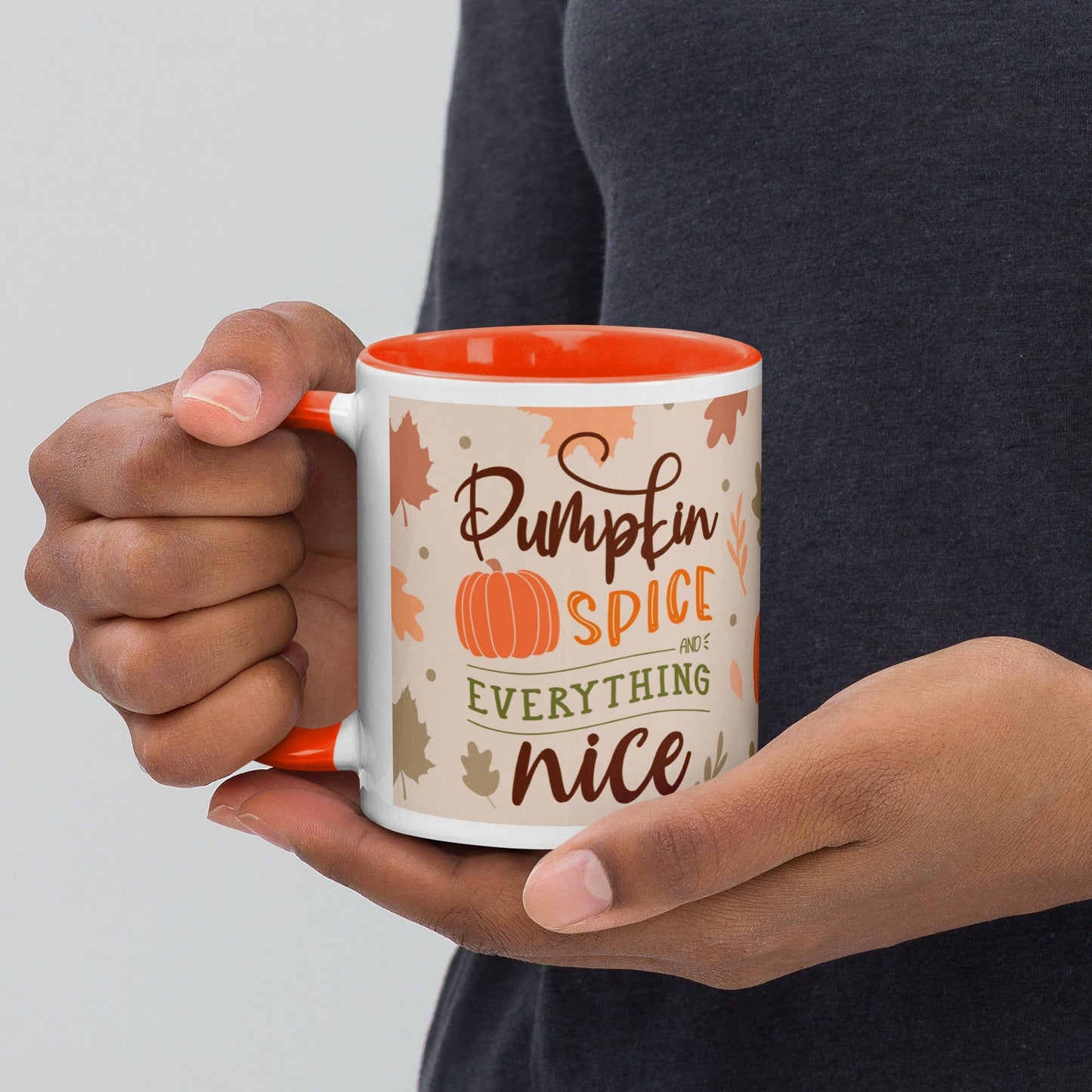 Mugs Pumpkin Spice and Everything Nice Mug with Orange Inside San Rocco Italia