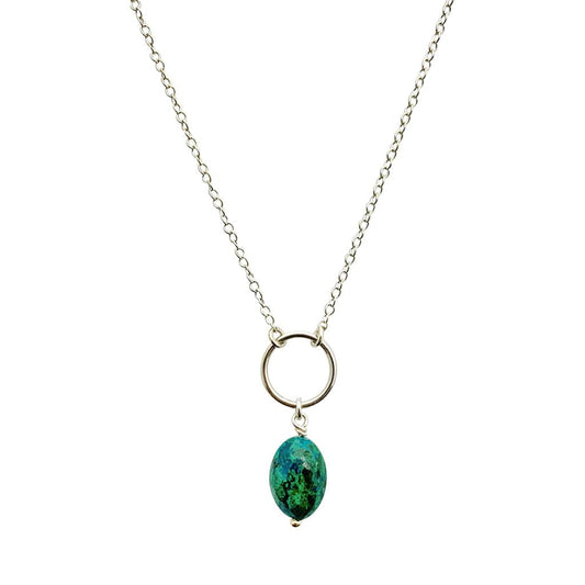 Chrysocolla Circle Necklace + Sterling Silver - Premium Necklaces - Shop now at San Rocco Italia