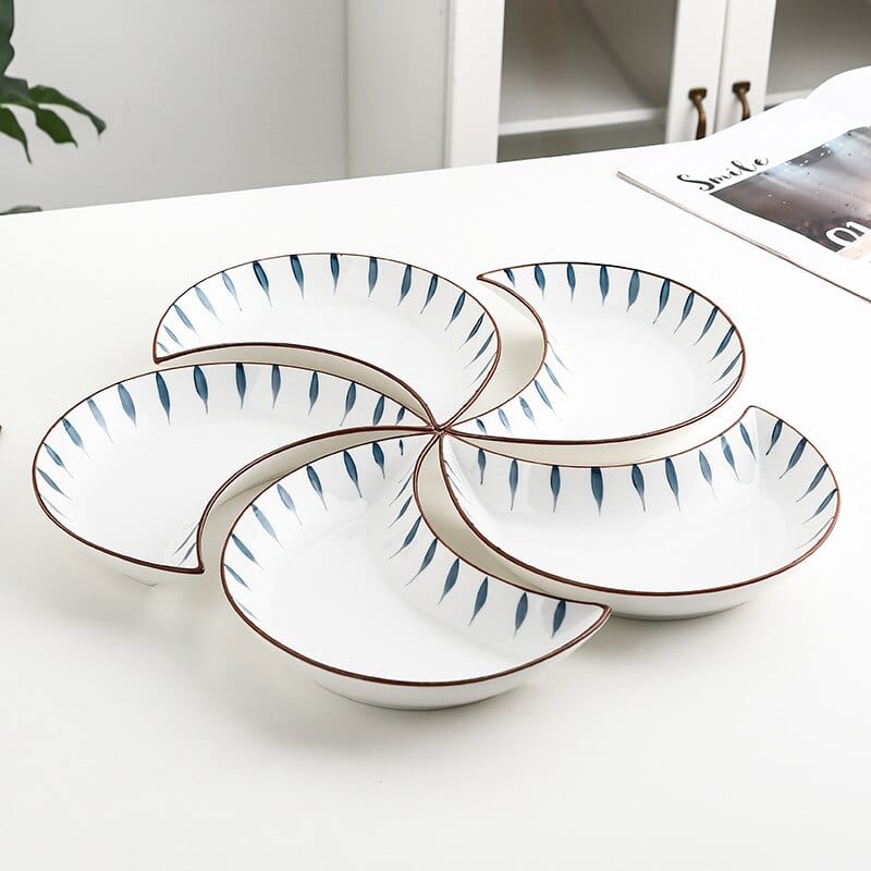 Blue and White Coastal Crescent Moon Plates - San Rocco Italia
