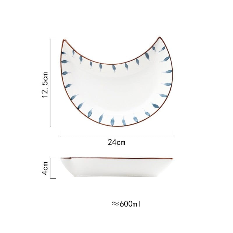 Blue and White Coastal Crescent Moon Plates - San Rocco Italia