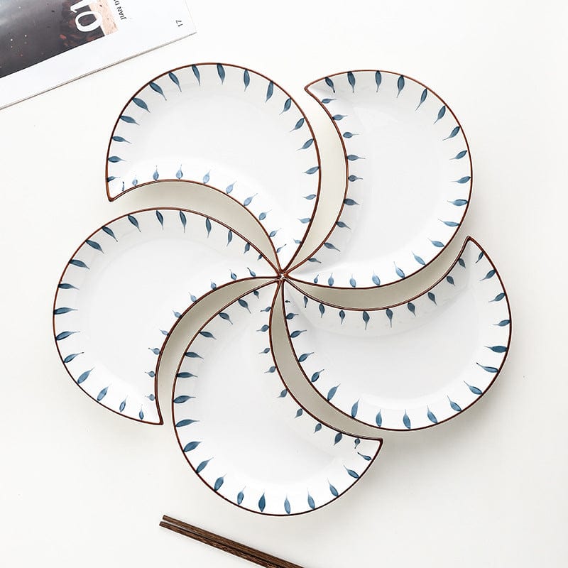 Blue and White Coastal Crescent Moon Plates - San Rocco Italia
