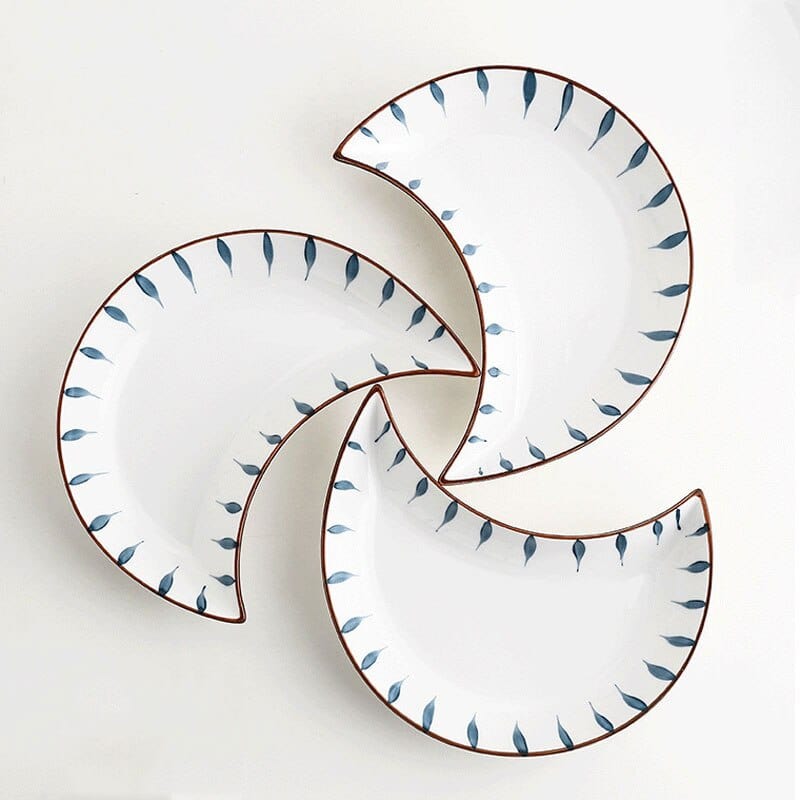 Blue and White Coastal Crescent Moon Plates - San Rocco Italia