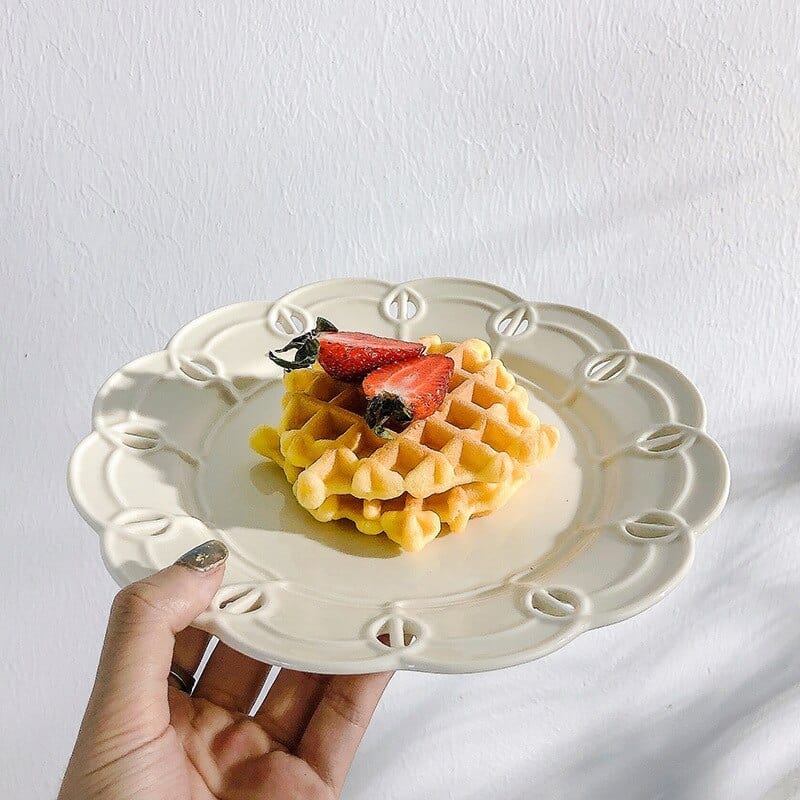 French Style Cream White Embossed Ceramic Dinnerware - 8-inch and 10-inch Plates - Plates - San Rocco Italia