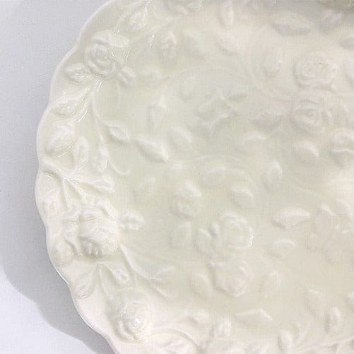 French Style Cream White Embossed Ceramic Dinnerware - 8-inch and 10-inch Plates - Plates - San Rocco Italia