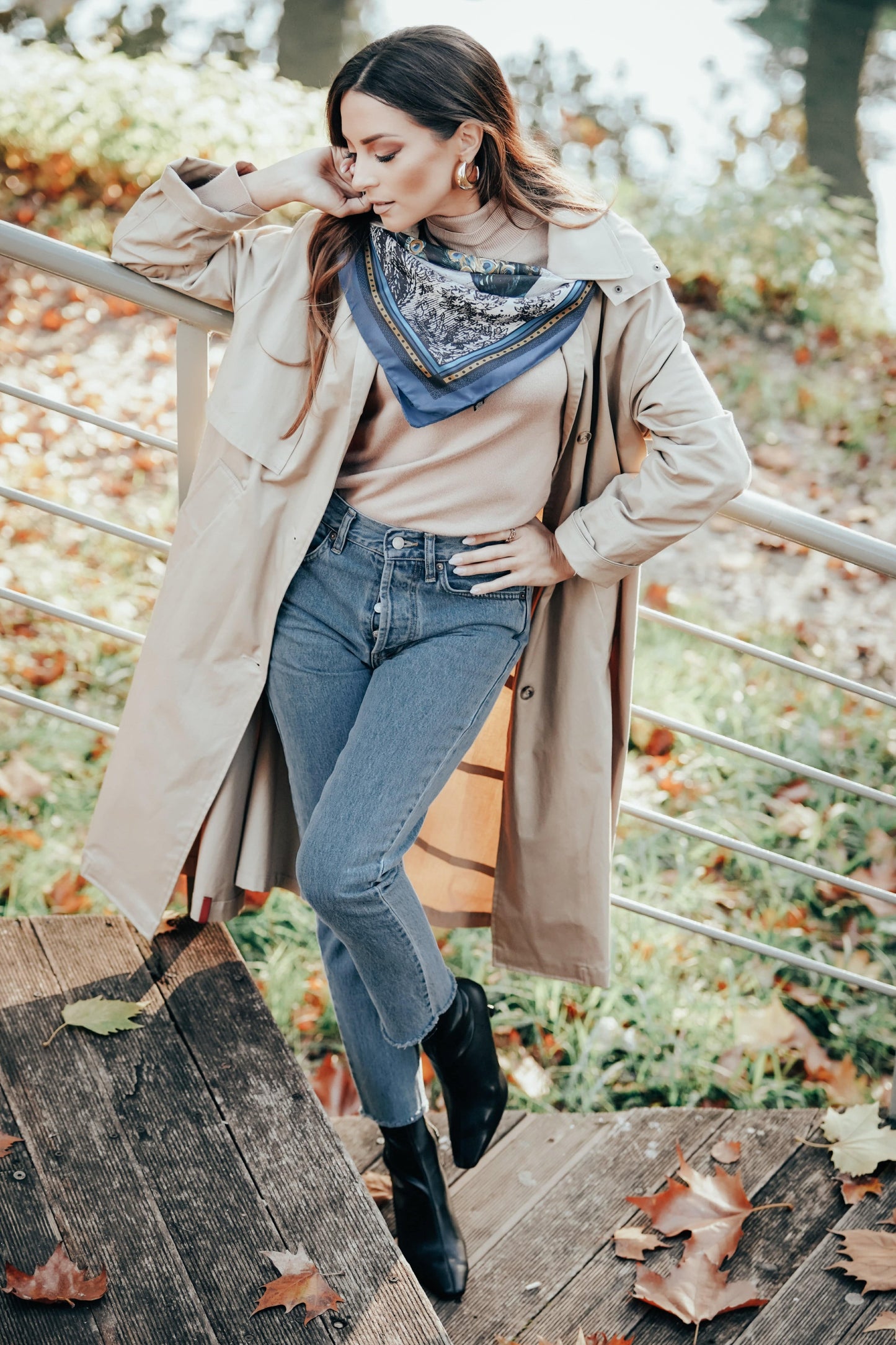 Peacock Feathers - Blue Silk Scarf - Scarves & Bandanas - San Rocco Italia