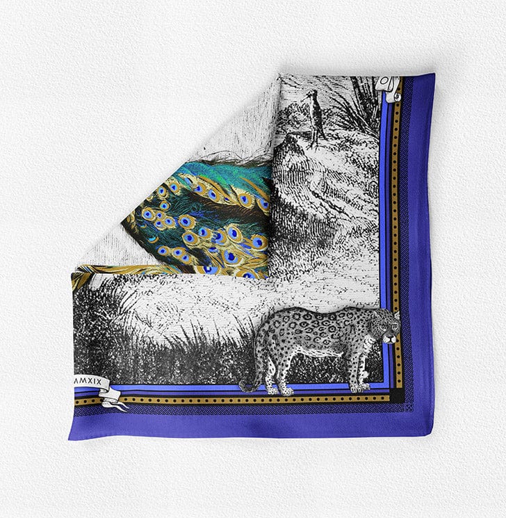 Peacock Feathers - Blue Silk Scarf - Scarves & Bandanas - San Rocco Italia
