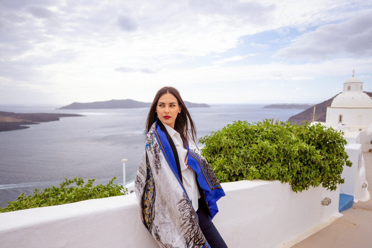 Peacock Feathers - Blue Silk Scarf - Scarves & Bandanas - San Rocco Italia