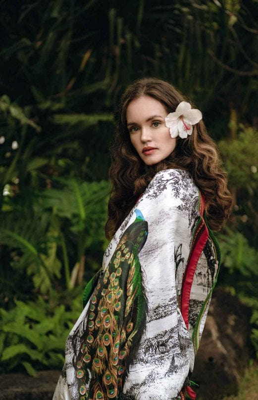 Scarves & Bandanas Peacock Feathers - Red Silk Scarf San Rocco Italia