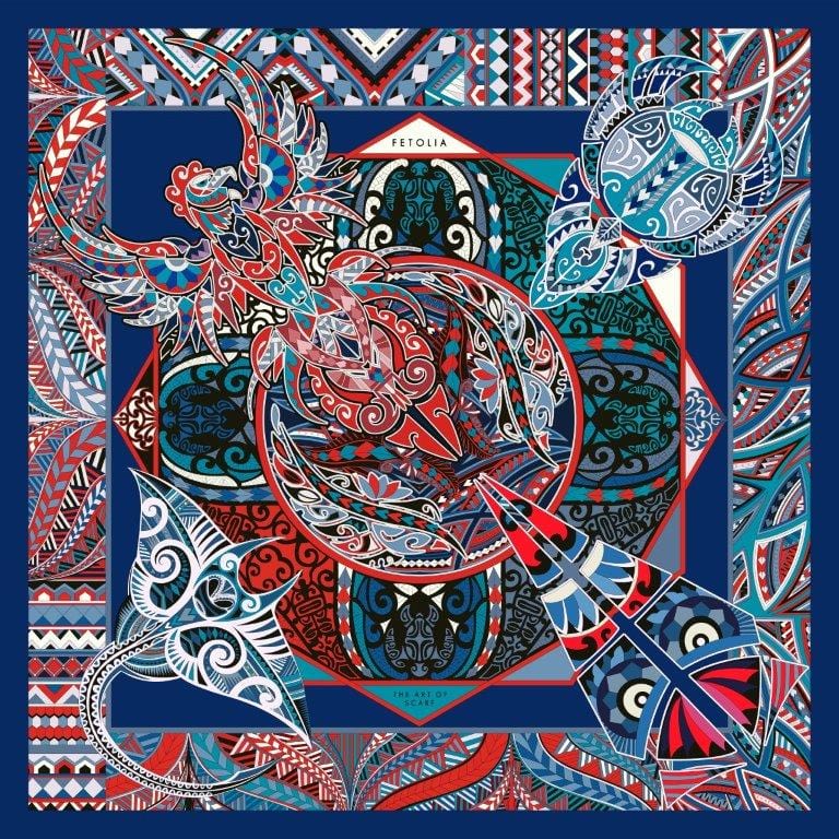 Power of Life - Navy Silk Scarf - Scarves & Bandanas - San Rocco Italia
