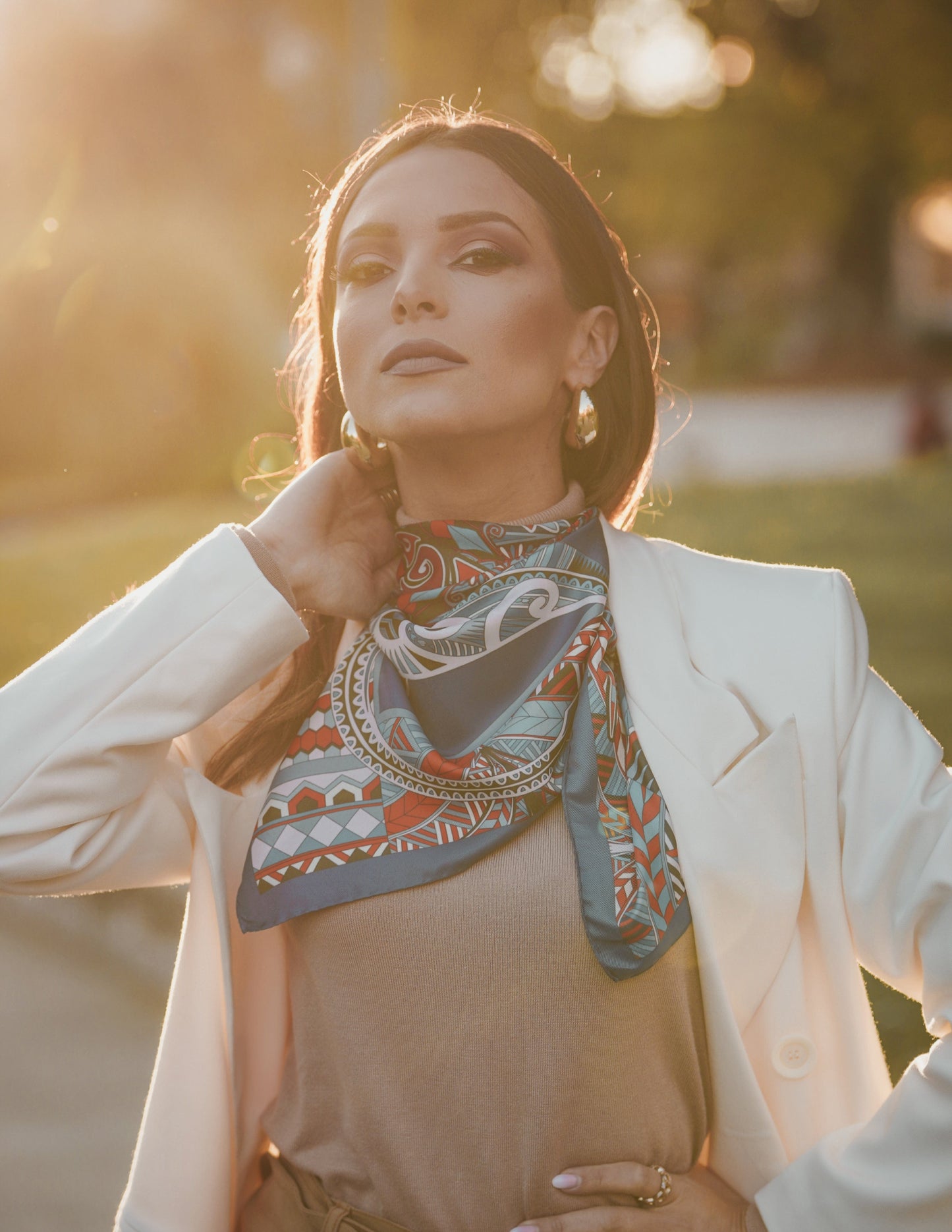 Power of Life - Navy Silk Scarf - Scarves & Bandanas - San Rocco Italia