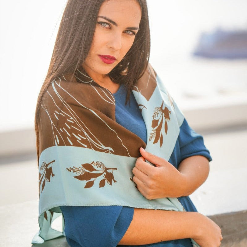 The Magnificent Alstroemeria - Brown Silk Scarf - Scarves & Bandanas - San Rocco Italia