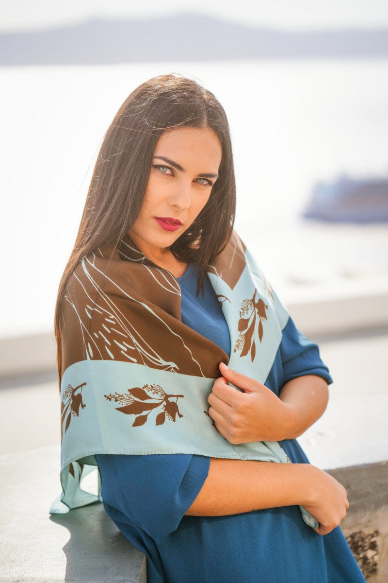 The Magnificent Alstroemeria - Brown Silk Scarf - Premium Scarves & Bandanas - Just €180! Shop now at San Rocco Italia