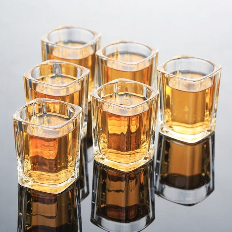 Set of Square Shot Glasses with Wooden Holder | approx. 70 ml - Premium - Just €38.95! Shop now at San Rocco Italia
