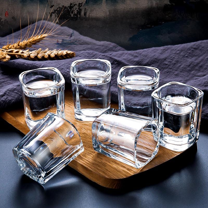 Set of Square Shot Glasses with Wooden Holder | approx. 70 ml - Premium  - Shop now at San Rocco Italia