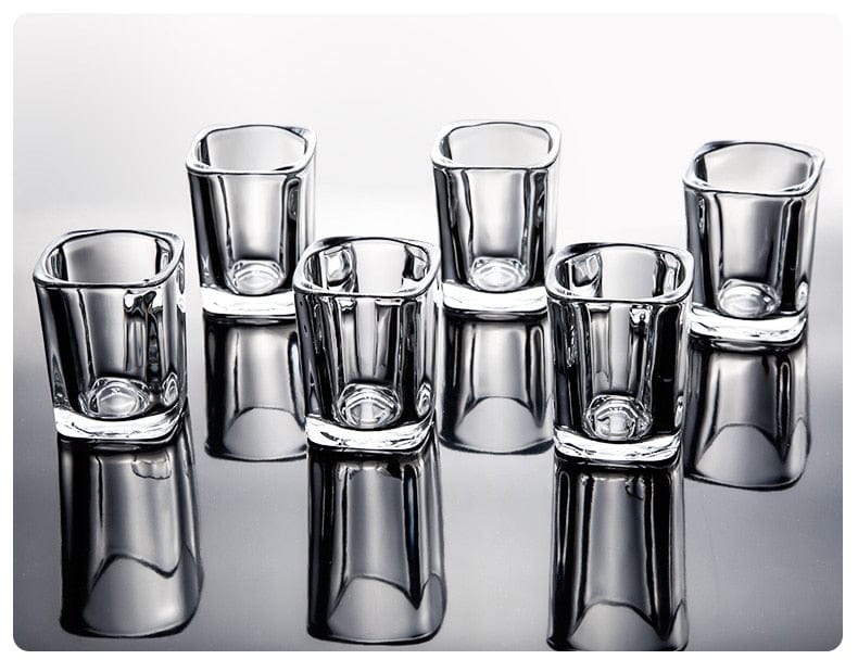 Set of Square Shot Glasses with Wooden Holder | approx. 70 ml - Premium - Just €38.95! Shop now at San Rocco Italia