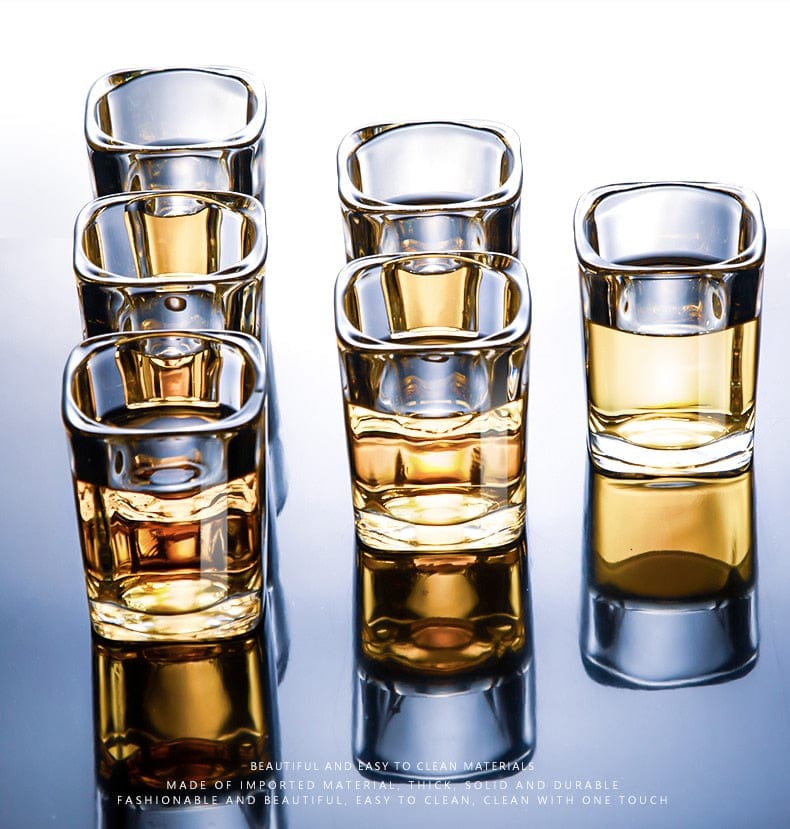 Set of Square Shot Glasses with Wooden Holder | approx. 70 ml - Premium - Just €38.95! Shop now at San Rocco Italia