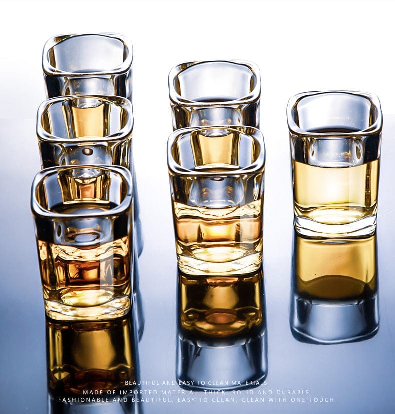 Set of Square Shot Glasses with Wooden Holder | approx. 70 ml - Premium  - Shop now at San Rocco Italia