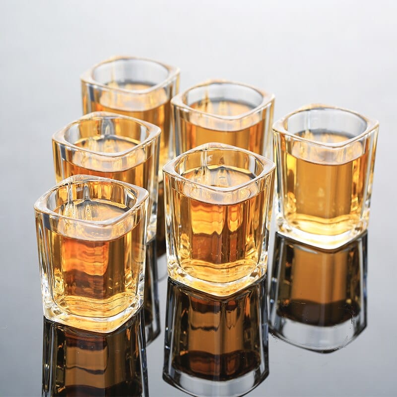 Set of Square Shot Glasses with Wooden Holder | approx. 70 ml - Premium  - Shop now at San Rocco Italia