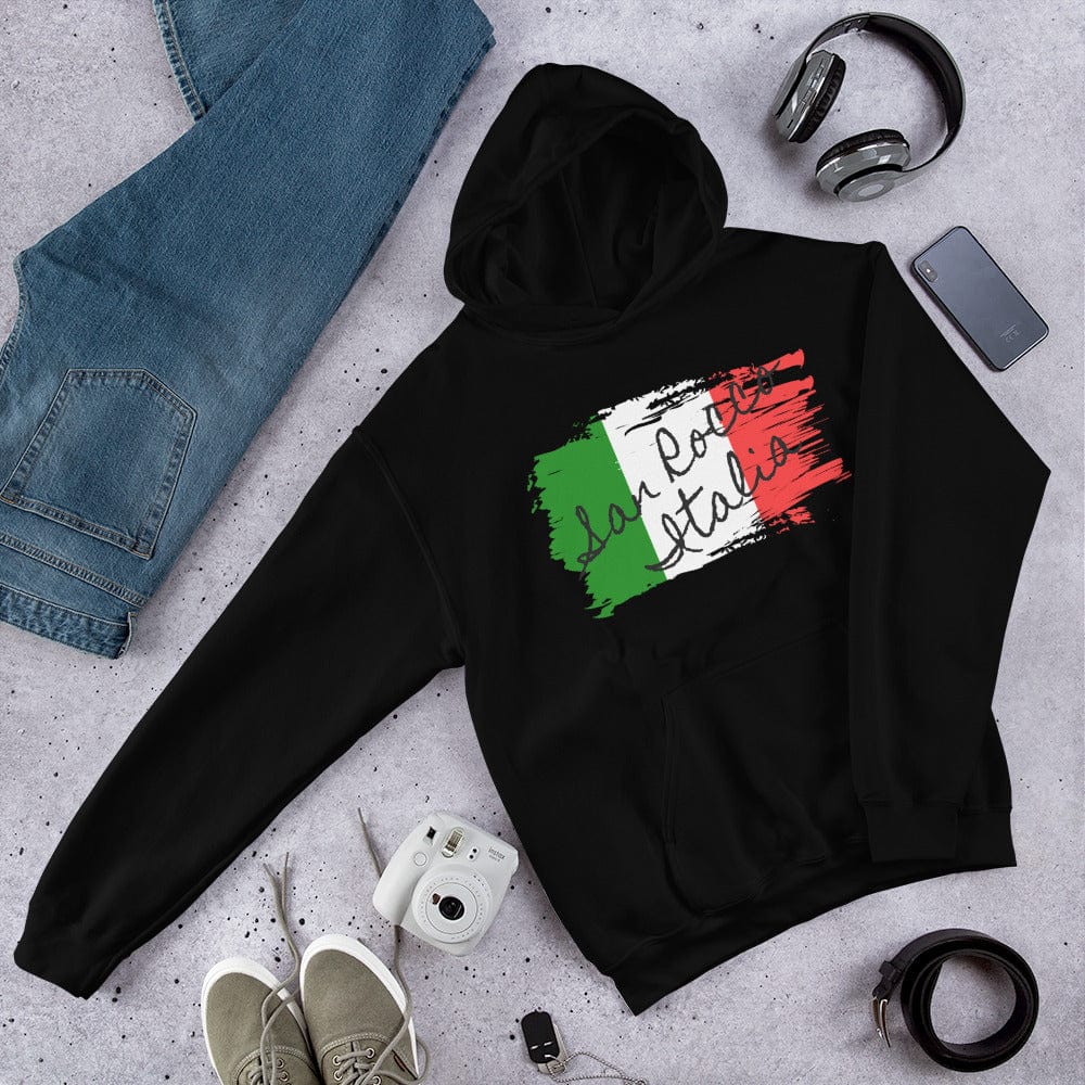 Shirts & Tops Black / S San Rocco Italia Hoodie with the Italian Flag San Rocco Italia