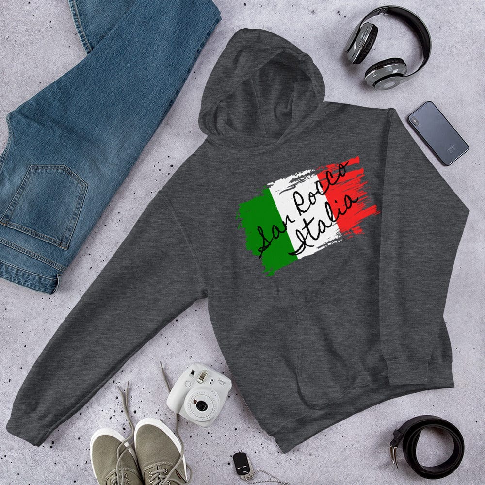 Shirts & Tops Dark Heather / S San Rocco Italia Hoodie with the Italian Flag San Rocco Italia