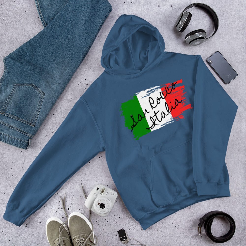 Shirts & Tops Indigo Blue / S San Rocco Italia Hoodie with the Italian Flag San Rocco Italia
