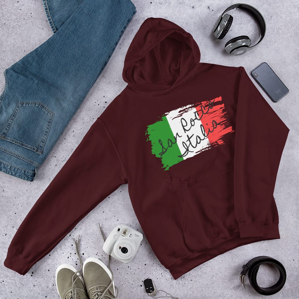Shirts & Tops Maroon / S San Rocco Italia Hoodie with the Italian Flag San Rocco Italia