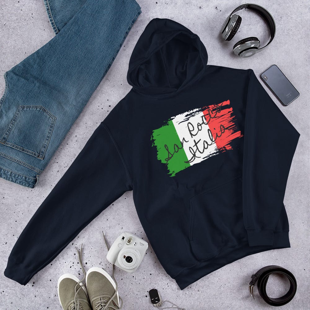 Shirts & Tops Navy / S San Rocco Italia Hoodie with the Italian Flag San Rocco Italia
