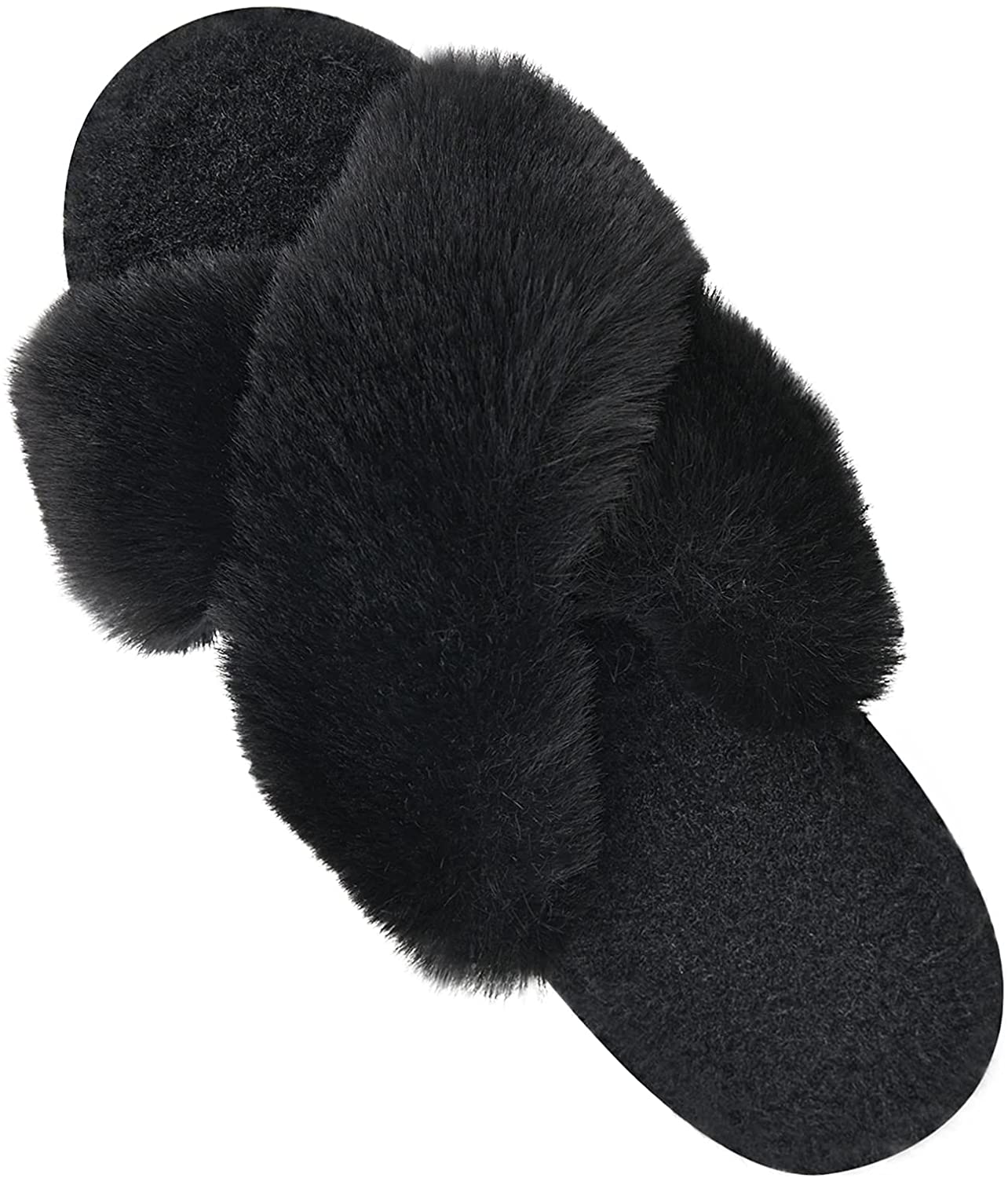Personalized Fluffy Faux Fur Crossover Slippers - White, Pink, Grey or Black - Slippers - San Rocco Italia