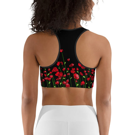 Sports Bra Running through Flowers Black Sports Bra San Rocco Italia