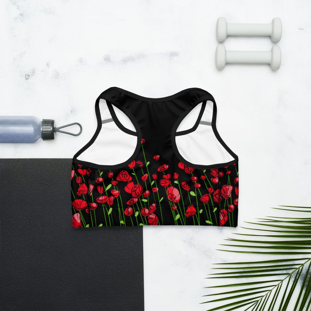 Sports Bra Running through Flowers Black Sports Bra San Rocco Italia