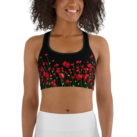 Sports Bra XS Running through Flowers Black Sports Bra San Rocco Italia