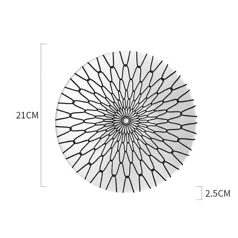 Black and White Geometric Ceramic Dessert/Salad and Dinner Plates | 21 cm and 27.5 cm - Premium Tableware - Just €34.95! Shop now at San Rocco Italia