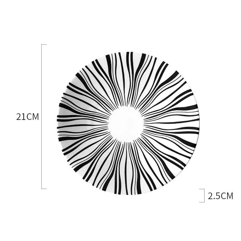 Black and White Geometric Ceramic Dessert/Salad and Dinner Plates | 21 cm and 27.5 cm - Premium Tableware - Just €34.95! Shop now at San Rocco Italia