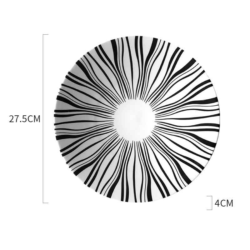 Black and White Geometric Ceramic Dessert/Salad and Dinner Plates | 21 cm and 27.5 cm - Premium Tableware - Just €34.95! Shop now at San Rocco Italia