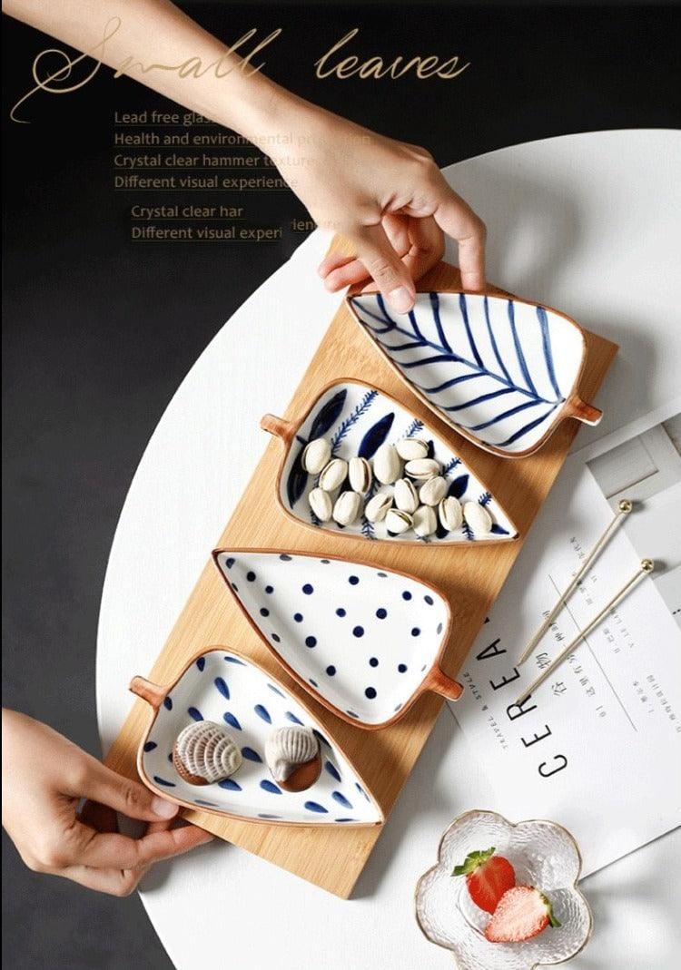 Hand-Painted Leaf Aperitivo Snack Dishes - Tableware - sanroccoitalia.it