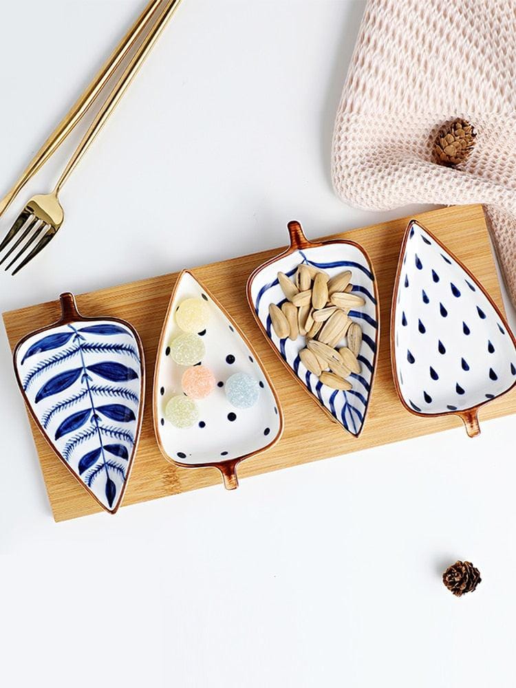 Hand-Painted Leaf Aperitivo Snack Dishes - Tableware - sanroccoitalia.it