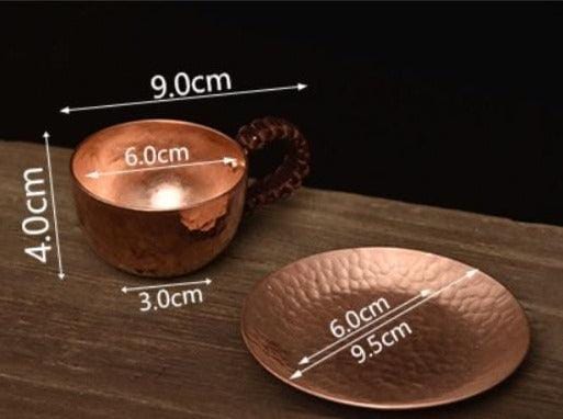 Handmade pure copper espresso and tea cup with saucer - 80 ml - Premium Tableware - Just €39.95! Shop now at San Rocco Italia