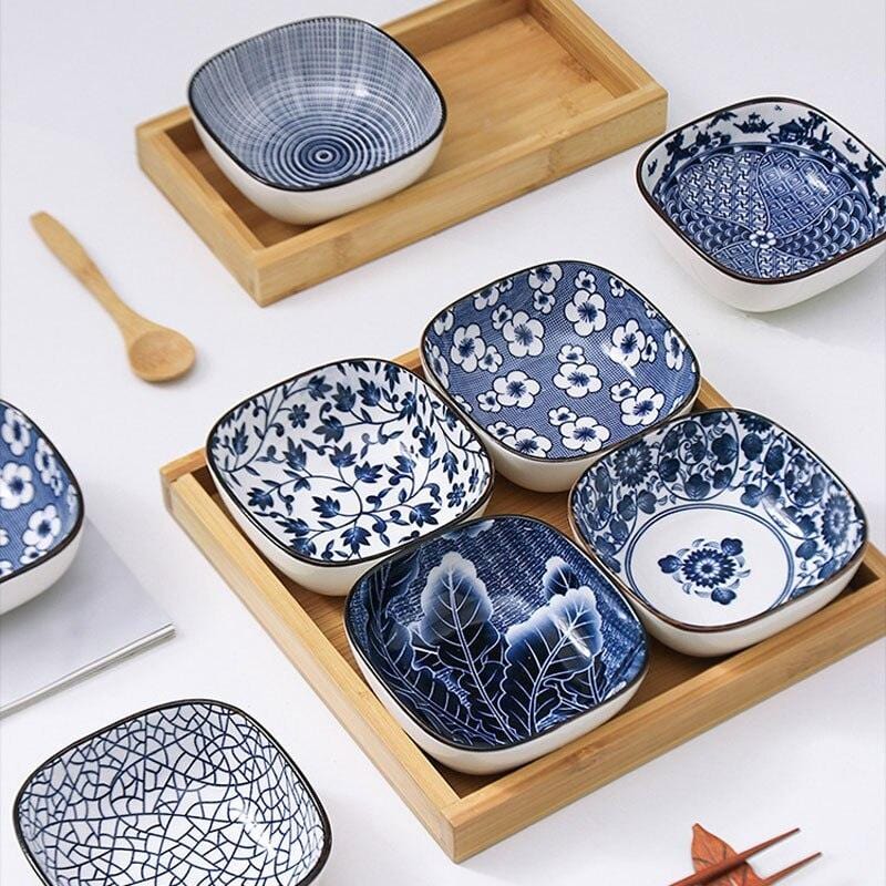 Japanese-Style Square Aperitivo/Snack Bowls with Wooden Tray - Tableware - sanroccoitalia.it