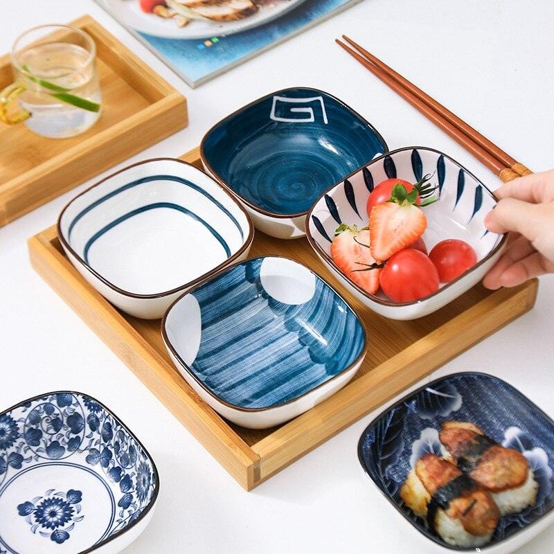Japanese-Style Square Aperitivo/Snack Bowls with Wooden Tray - Tableware - sanroccoitalia.it